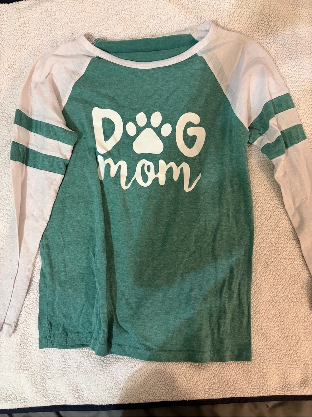 Green and White Dog Mom Raglan Tee